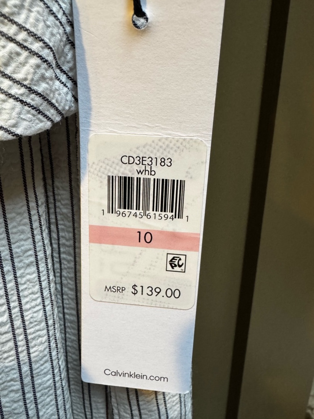 Calvin Klein White Black vertical Stripes V Neck Tie Front Jumpsuit 10 NWT - Picture 3 of 5